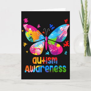 Autismus-Bewusstsein Buntes Schmetterling-Puzzle Karte