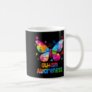 Autismus-Bewusstsein Buntes Schmetterlings-Puzzle Kaffeetasse
