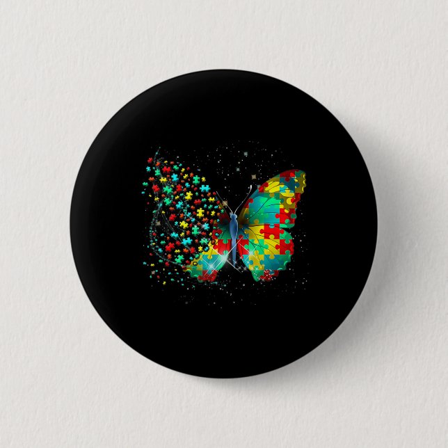 Autismus Bewusstsein Butterfly Peace Lover Geschen Button (Vorderseite)