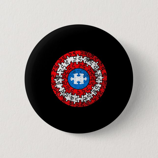 Autismus-Bewusstsein Captain-Shirt Unterstützen Au Button (Vorderseite)