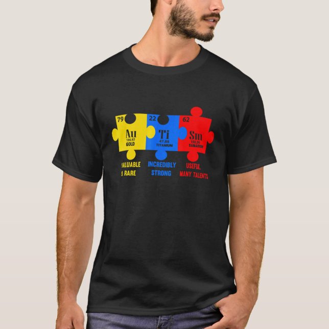 Autismus-Bewusstsein Chemisches Element T-Shirt (Vorderseite)