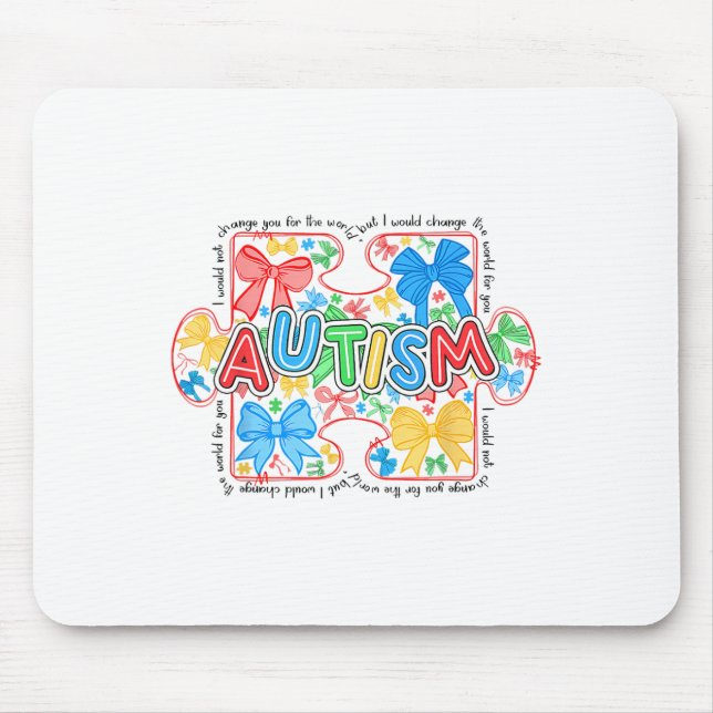 Autismus Bewusstsein Coquette Bow Frauen Mädchen K Mousepad (Vorne)