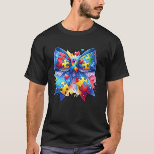 Autismus-Bewusstsein Coquette-Schleife Puzzle-Schl T-Shirt