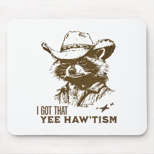 Autismus Bewusstsein Cowboy Raccoon Ich Got, dass  Mousepad (Vorne)
