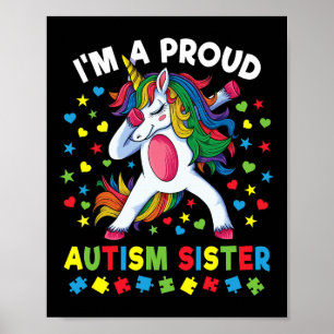 Autismus-Bewusstsein Dabbing-Einhorn-Mädchen Stolz Poster