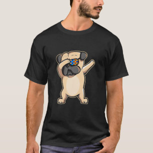 Autismus Bewusstsein Dabbing Mops Dog Sonnenbrille T-Shirt