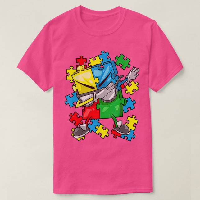Autismus Bewusstsein Dabbing Puzzle Piece Sonnenbr T-Shirt (Design vorne)