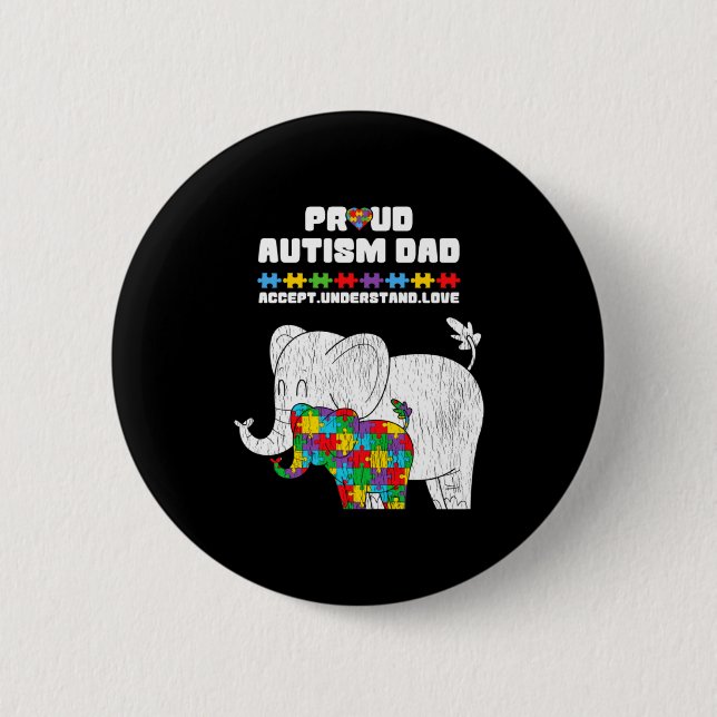 Autismus-Bewusstsein Dad Akzeptiere Stolz Autismus Button (Vorderseite)
