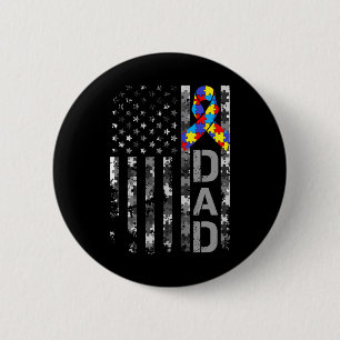 Autismus-Bewusstsein Dad USA-Flagge Vatertag 1 Button
