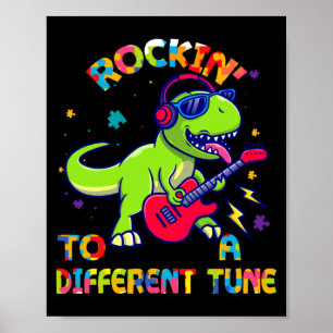 Autismus-Bewusstsein Dino Rex Rockt Nach Anderem R Poster