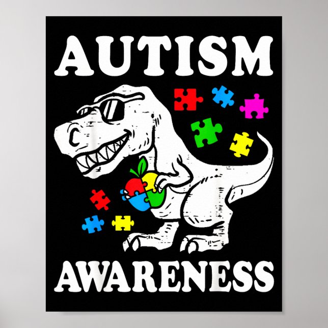 Autismus-Bewusstsein Dino T-Rex Dinosaurier-Puzzle Poster (Vorne)
