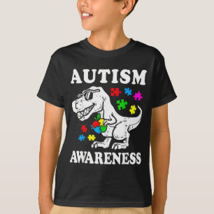 Autismus-Bewusstsein Dino T-Rex Dinosaurier-Puzzle T-Shirt