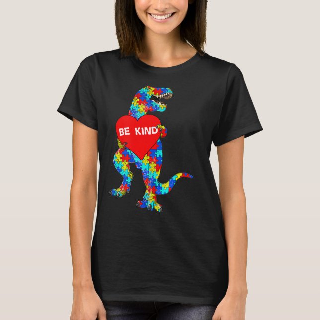Autismus Bewusstsein Dinosaurier be Kind Puzzle T  T-Shirt (Vorderseite)