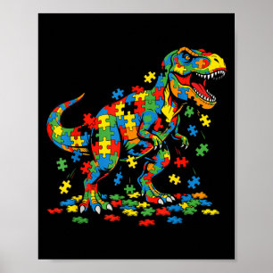 Autismus-Bewusstsein Dinosaurier farbenfrohes Puzz Poster