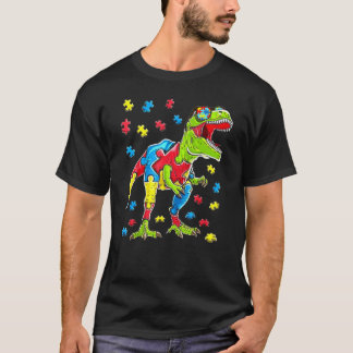 Autismus Bewusstsein Dinosaurier Puzzle Piece Jung T-Shirt