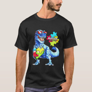 Autismus Bewusstsein Dinosaurier Rex Herz Puzzle S T-Shirt