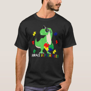 Autismus-Bewusstsein Dinosaurier T Rex Herz Puzzle T-Shirt
