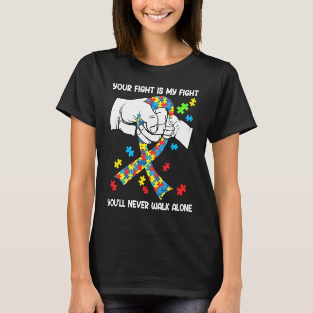 Autismus-Bewusstsein Du wirst nie allein gehen Unt T-Shirt (Vorderseite)