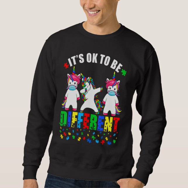 Autismus Bewusstsein Einhorn Gesichtsmaske Es ist  Sweatshirt (Vorderseite)