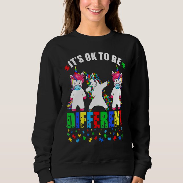 Autismus Bewusstsein Einhorn Gesichtsmaske Es ist  Sweatshirt (Vorderseite)
