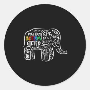 Autismus-Bewusstsein Elefant-Akzeptanz Autistische Runder Aufkleber