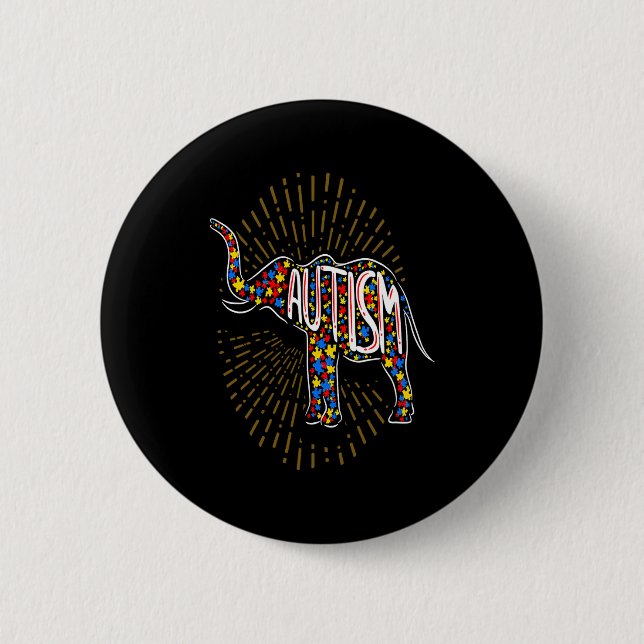 Autismus-Bewusstsein Elefant Jungen Kinder Männer  Button (Vorderseite)