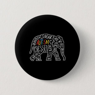 Autismus Bewusstsein Elefanten Worte Tiergeschenk Button
