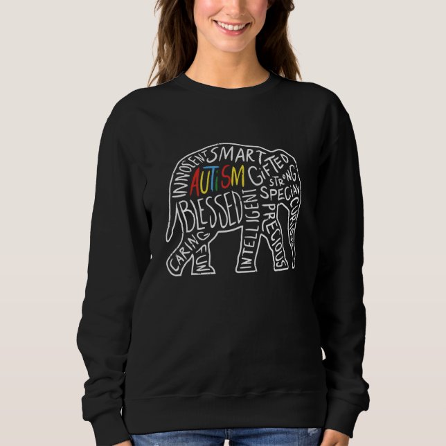 Autismus Bewusstsein Elefantenwörter Tier Sweatshirt (Vorderseite)