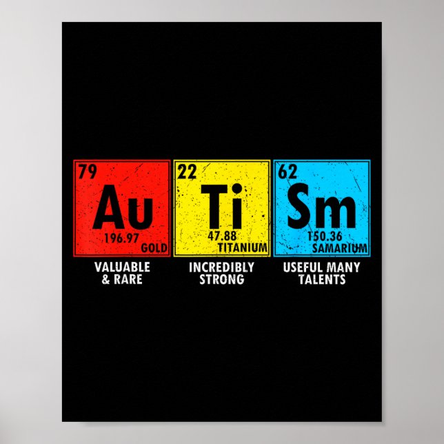 Autismus-Bewusstsein Elemente Periodensystem Männe Poster (Vorne)