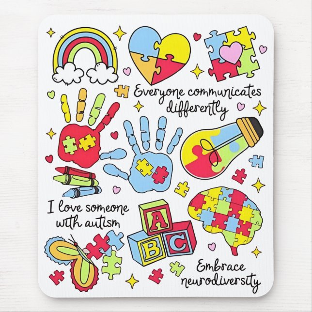 Autismus Bewusstsein Embrace Diversity Neuro-Inklu Mousepad (Vorne)