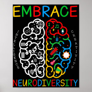 Autismus Bewusstsein Embrace Neurodiversity ADHD A Poster