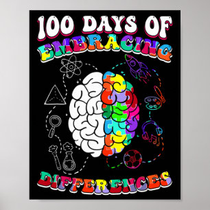 Autismus Bewusstsein Embrace Unterschiede 100 Tage Poster