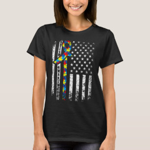 Autismus Bewusstsein erschüttert amerikanische Fla T-Shirt