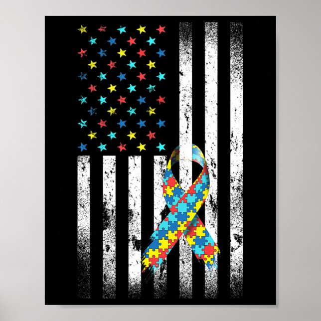Autismus Bewusstsein erschüttert amerikanisches Fl Poster (Vorne)