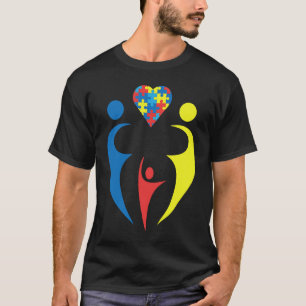 Autismus-Bewusstsein Familien-Trio-Herz-Puzzle-Des T-Shirt