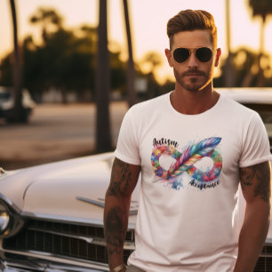 Autismus Bewusstsein Farbenfrohe Feder Unendlichke T-Shirt