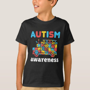 Autismus Bewusstsein Feuerwehrmann Feuerwehrwagenr T-Shirt
