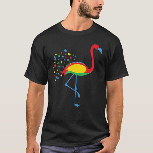 Autismus Bewusstsein Flamingo Farbe Puzzle Kindnes T-Shirt (Vorderseite)