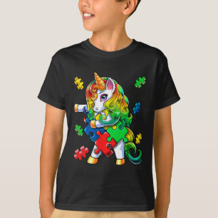 Autismus Bewusstsein Flossen Unicorn Puzzle Piece  T-Shirt