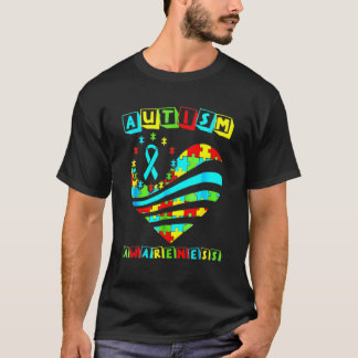 Autismus Bewusstsein Frauen Herzunterstützung Auti T-Shirt