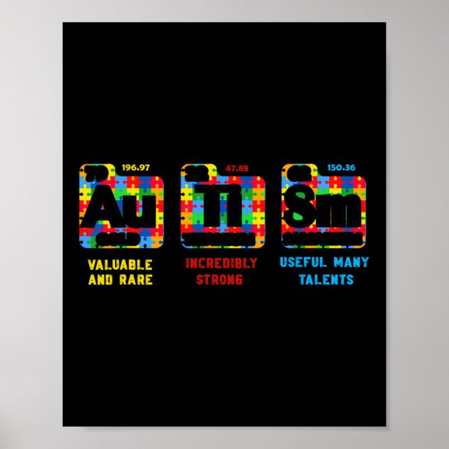 Autismus Bewusstsein Frauen Männer Kinder Elemente Poster (Vorne)