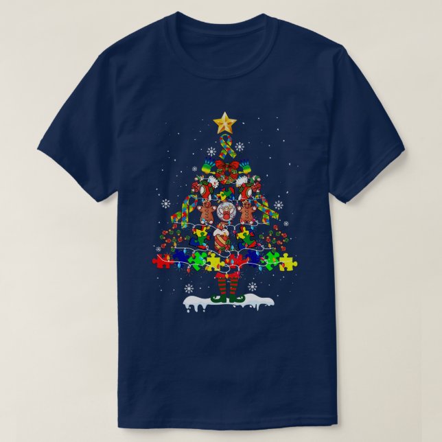 Autismus Bewusstsein frohe Weihnachtsbaum Weihnach T-Shirt (Design vorne)
