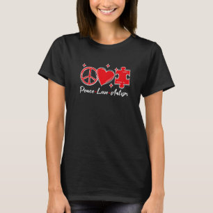 Autismus Bewusstsein Funny Peace Liebe Puzzle Kind T-Shirt