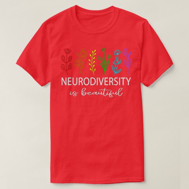 Autismus Bewusstsein für Neurovielfalt und Blume A T-Shirt (Design vorne)