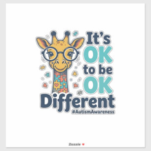 Autismus-Bewusstsein-Giraffe Es ist okay, anders z Aufkleber