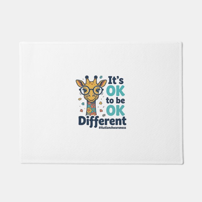 Autismus-Bewusstsein-Giraffe Es ist okay, anders z Fußmatte (Vorderseite)