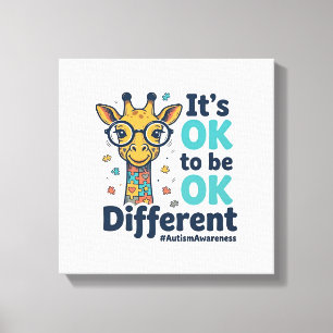 Autismus-Bewusstsein-Giraffe Es ist okay, anders z Leinwanddruck