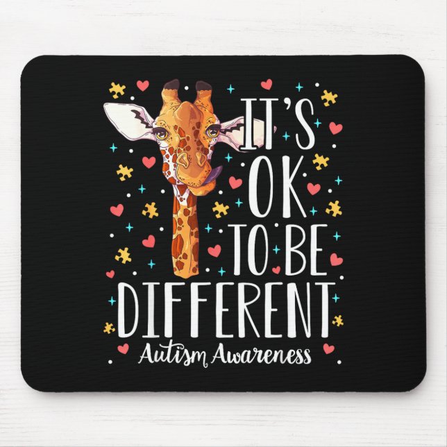 Autismus-Bewusstsein Giraffe Es ist okay, anders z Mousepad (Vorne)