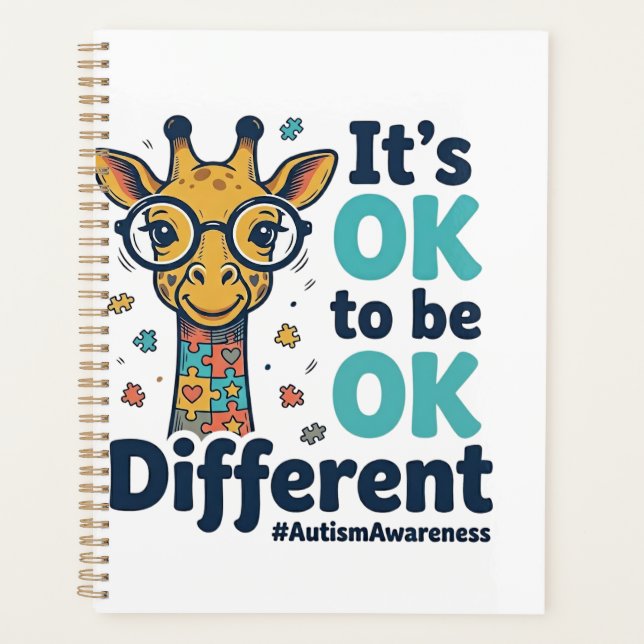 Autismus-Bewusstsein-Giraffe Es ist okay, anders z Planer (Vorderseite)