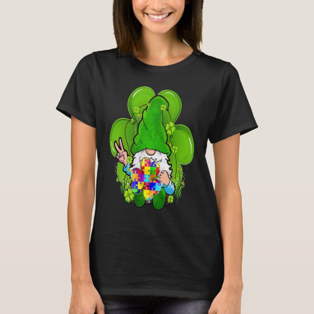 Autismus Bewusstsein Gnomes Kleeblatt St Patricks  T-Shirt (Vorderseite)